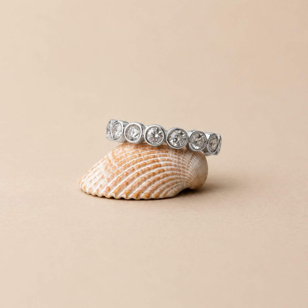 Bague Éternité Zircons Sertis Clos Femme Acier Inoxydable