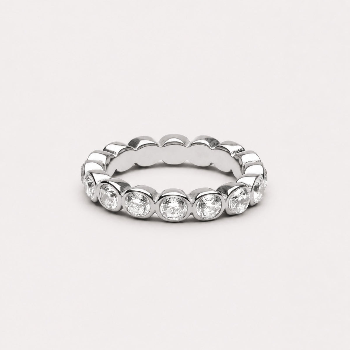 Bague Éternité Zircons Sertis Clos Femme Acier Inoxydable