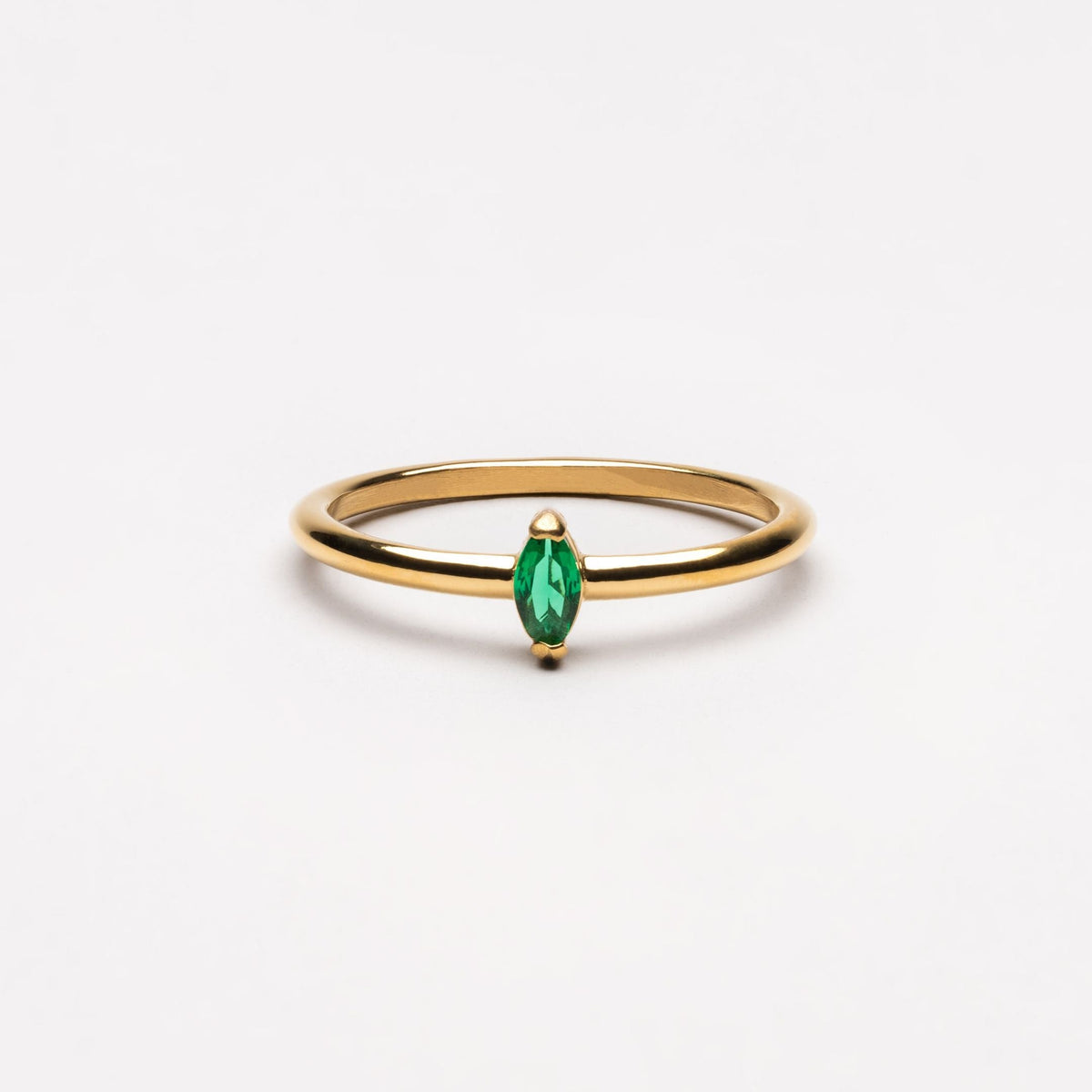 Bague Fine Zircon Vert Marquise Femme Acier Inoxydable