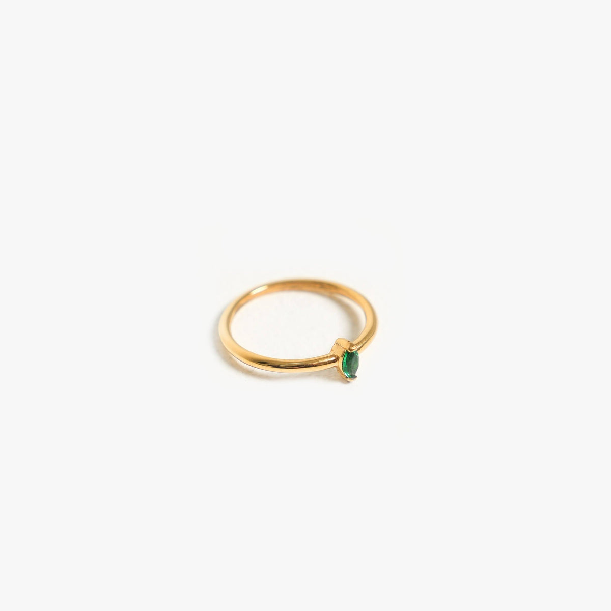 Bague Fine Zircon Vert Marquise Femme Acier Inoxydable