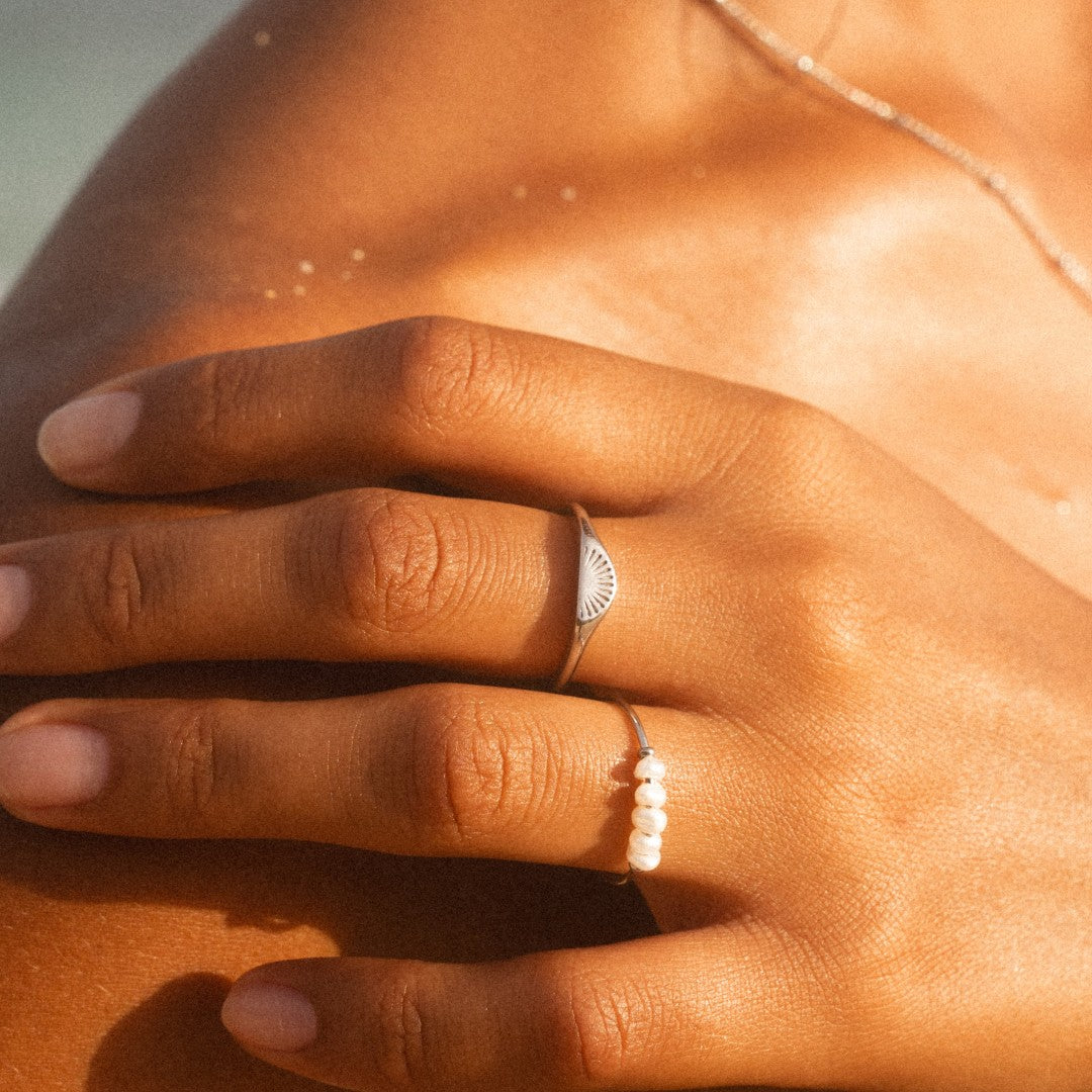 Bague Gravure Soleil Levant Femme Acier Inoxydable