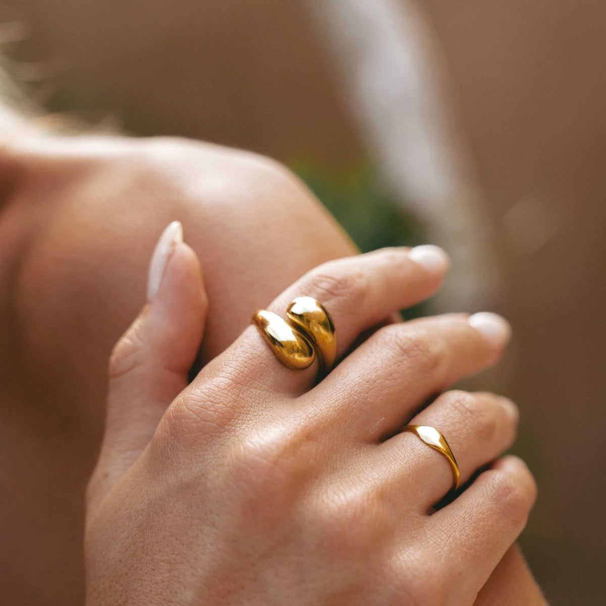 Bague Ouverte Double Goutte Femme Acier Inoxydable