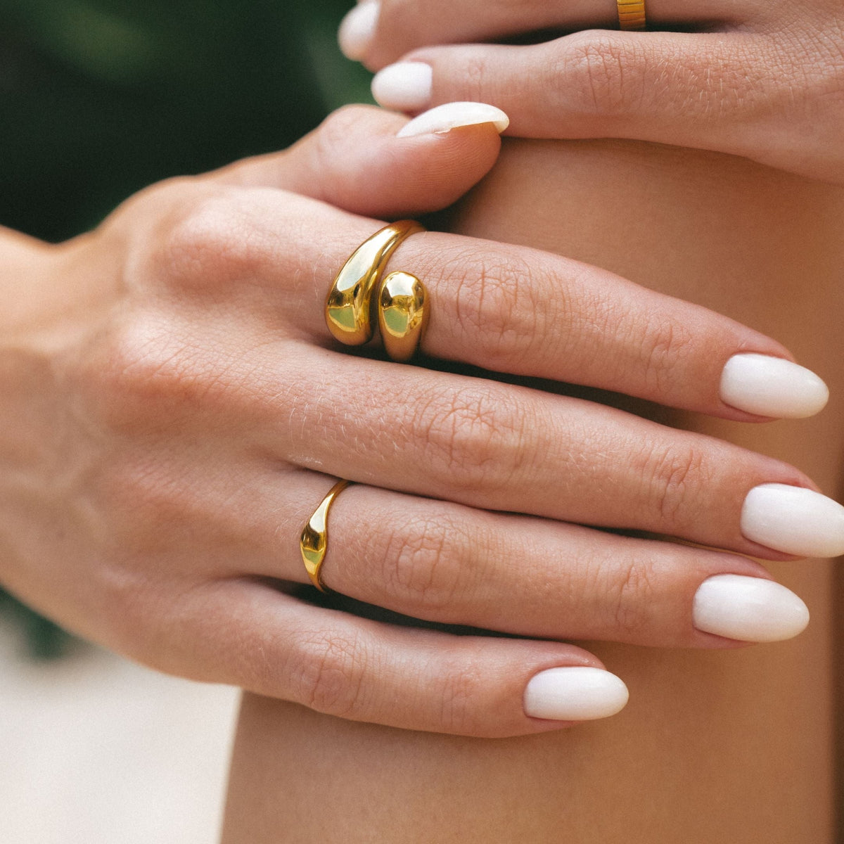 Bague Ouverte Double Goutte Femme Acier Inoxydable