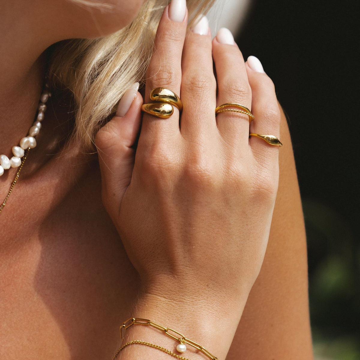 Bague Ouverte Double Goutte Femme Acier Inoxydable
