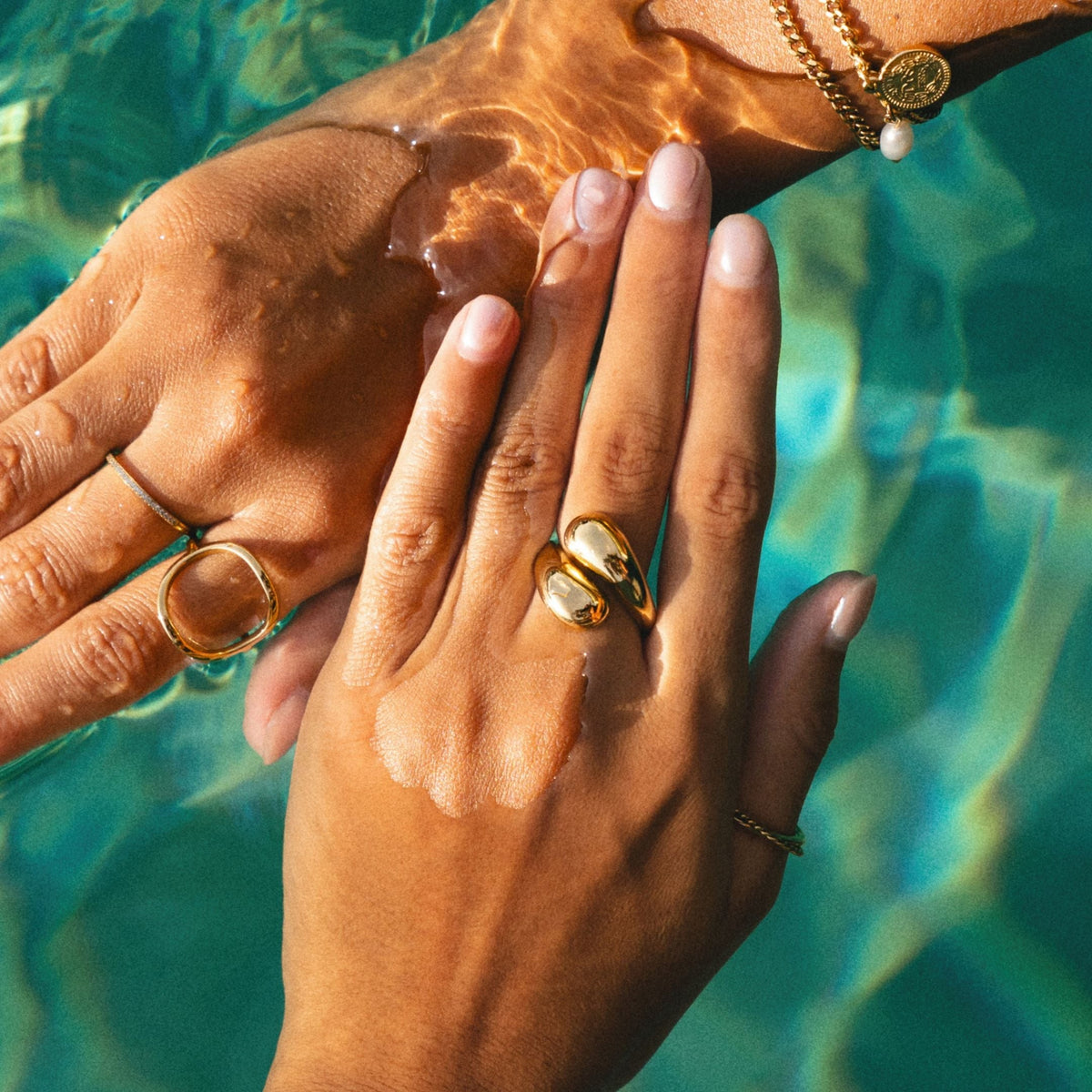 Bague Ouverte Double Goutte Femme Acier Inoxydable