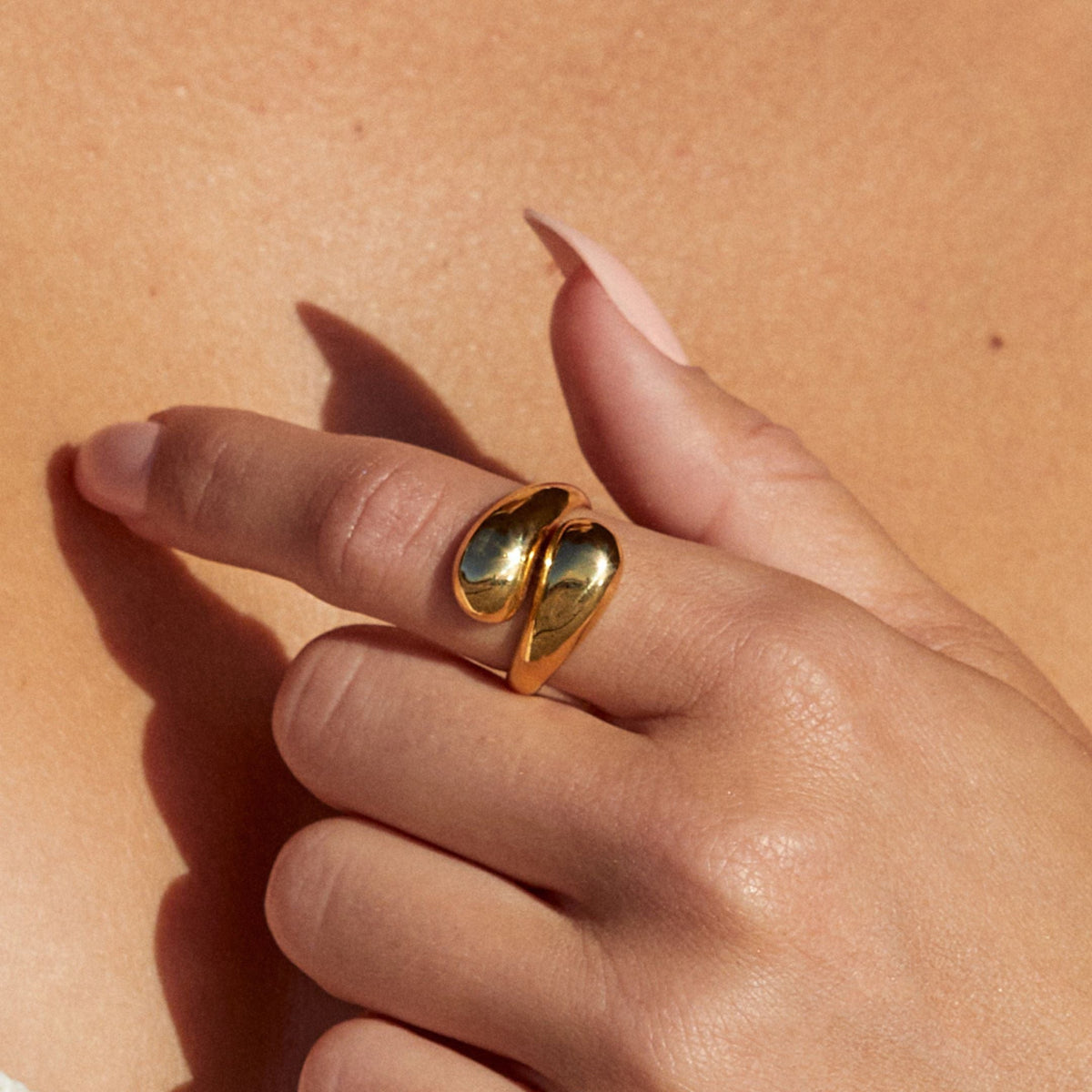 Bague Ouverte Double Goutte Femme Acier Inoxydable