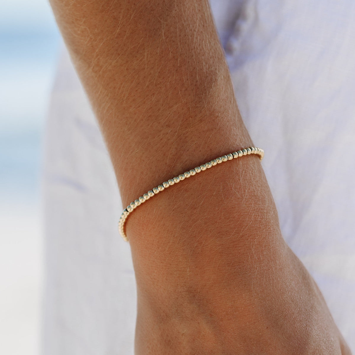 Bracelet Billes Dorées 3 mm Femme Acier Inoxydable