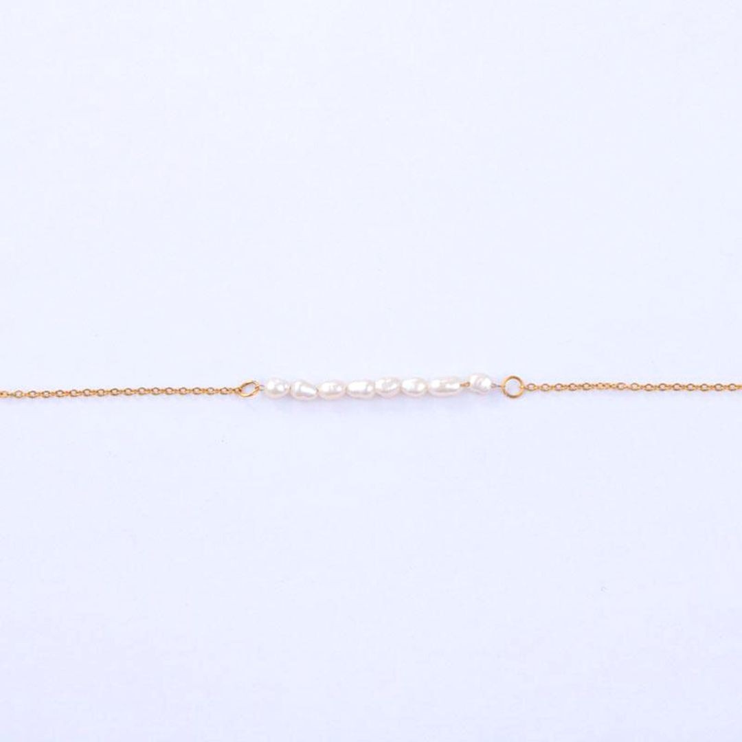 Bracelet Chaîne Fine Rangée de Mini Perles Femme Acier Inoxydable