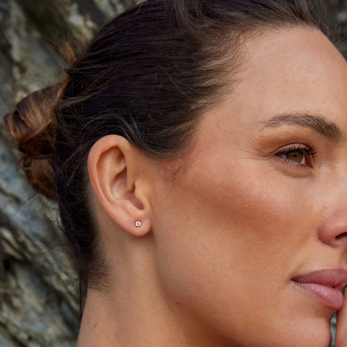 Clous d'Oreilles Zircon Serti Griffes Femme Acier Inoxydable