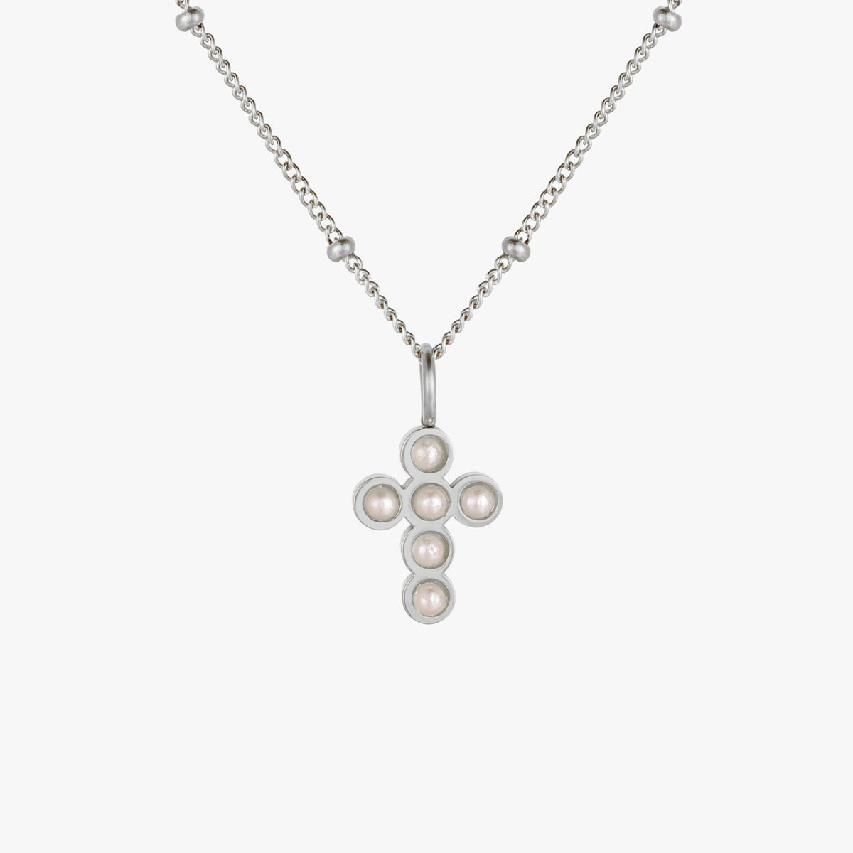 Collier Croix Perles Nacrées Femme Acier Inoxydable