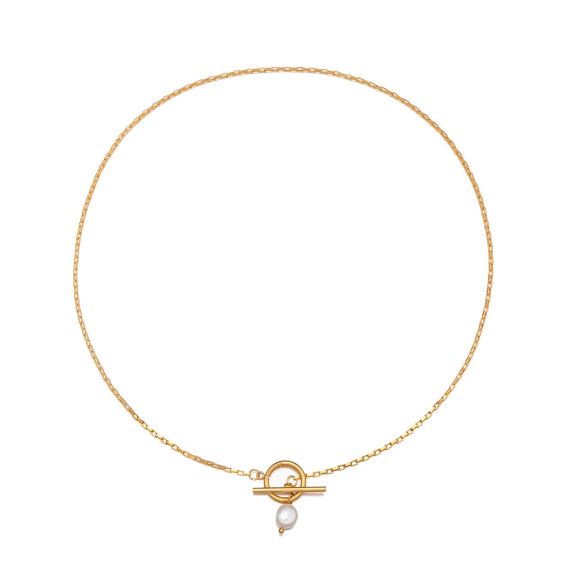 Collier Fermoir Toggle Perle d'Eau Douce Femme Acier Inoxydable