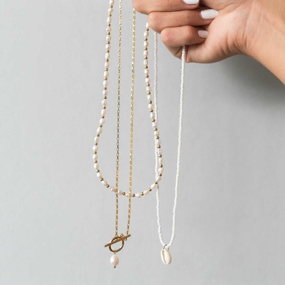 Collier Fermoir Toggle Perle d'Eau Douce Femme Acier Inoxydable