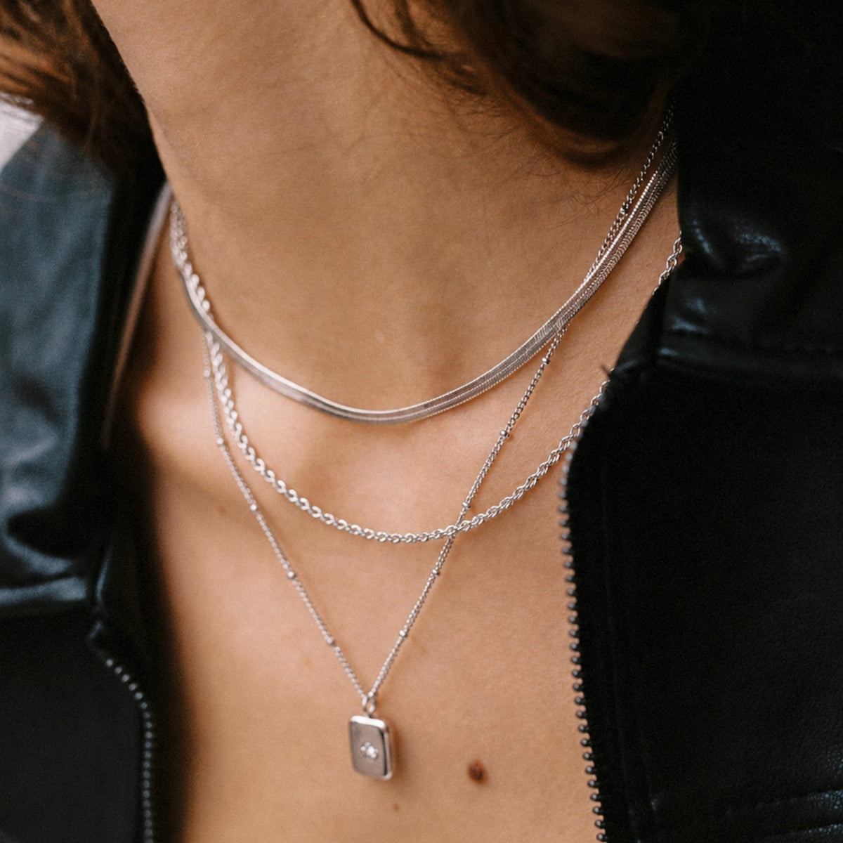 Collier Maille Corde Femme Acier Inoxydable