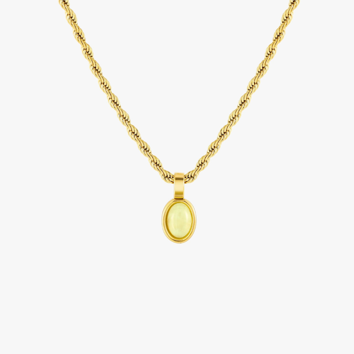 Collier Pendentif Aventurine Maille Corde Femme Acier Inoxydable