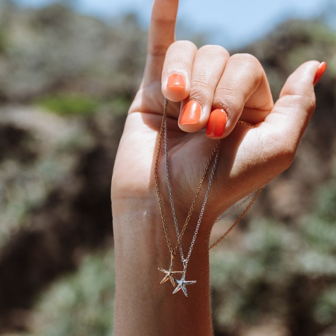 Collier Pendentif Étoile de Mer Femme Acier Inoxydable