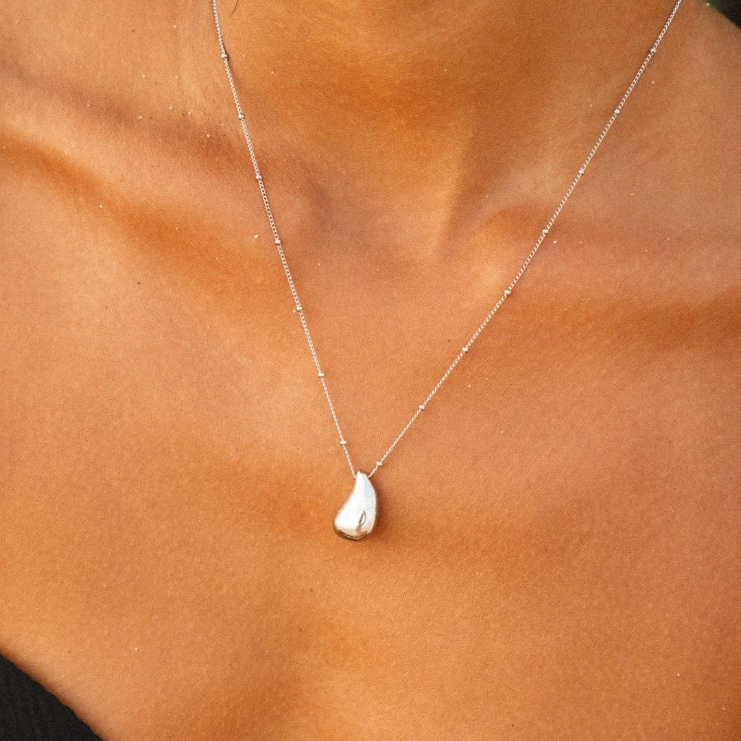 Collier Pendentif Goutte Bombée Femme Acier Inoxydable