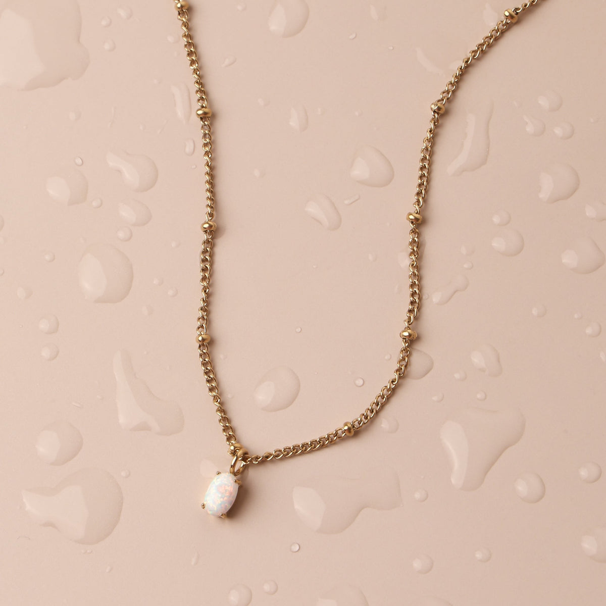 Collier Pendentif Pierre Effet Opale Femme Acier Inoxydable