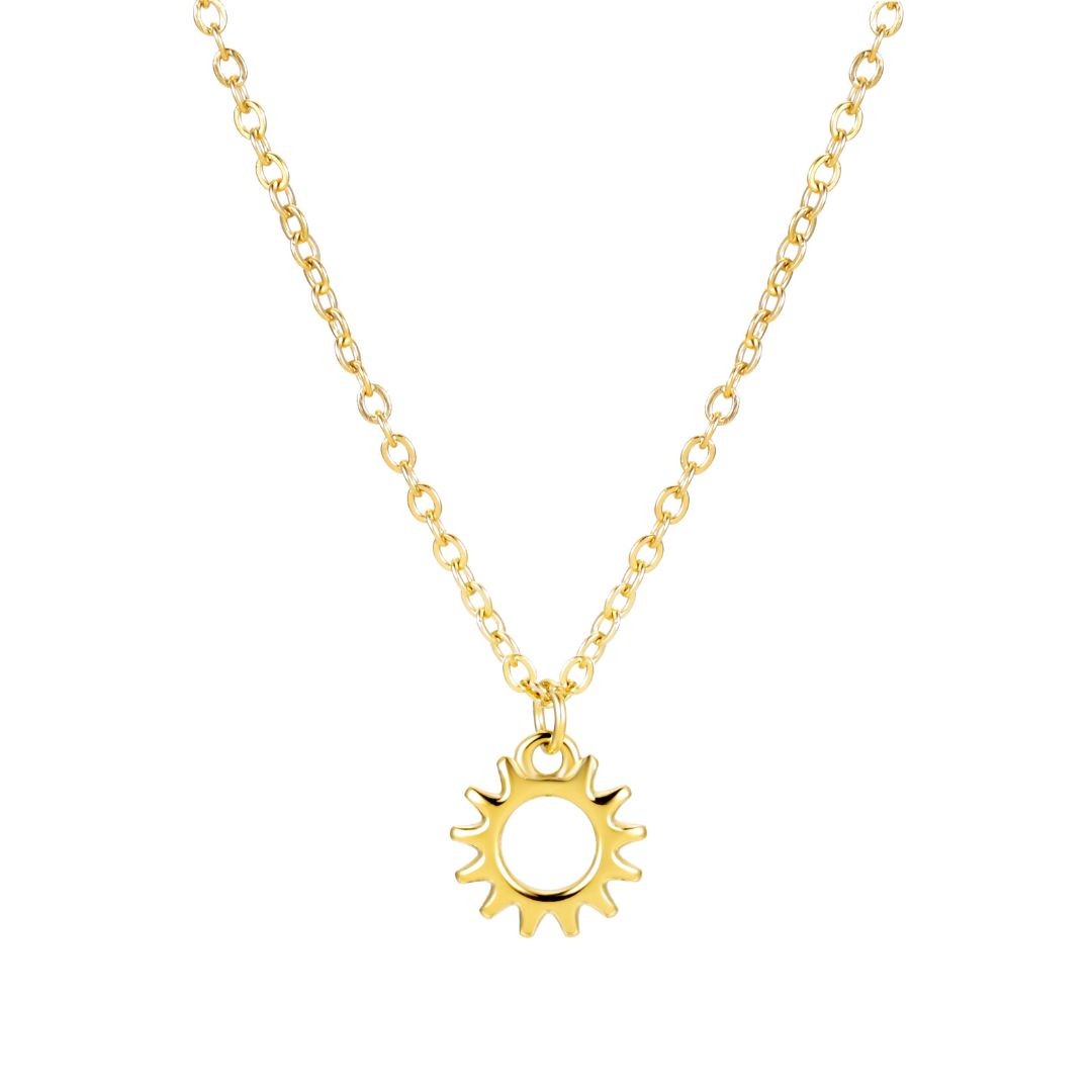 Collier Pendentif Soleil Ajouré Femme Acier Inoxydable