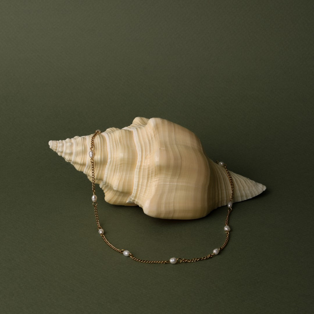 Collier Ras de Cou Chaîne Fine Perles Femme Acier Inoxydable