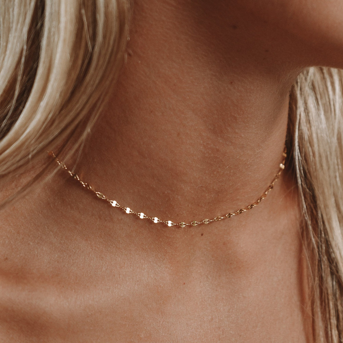 Collier Ras de Cou Chaîne Scintillante Femme Acier Inoxydable