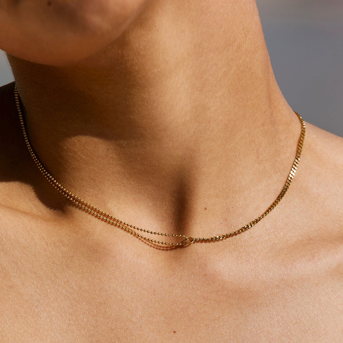 Collier Ras de Cou Double Chaîne Femme Acier Inoxydable