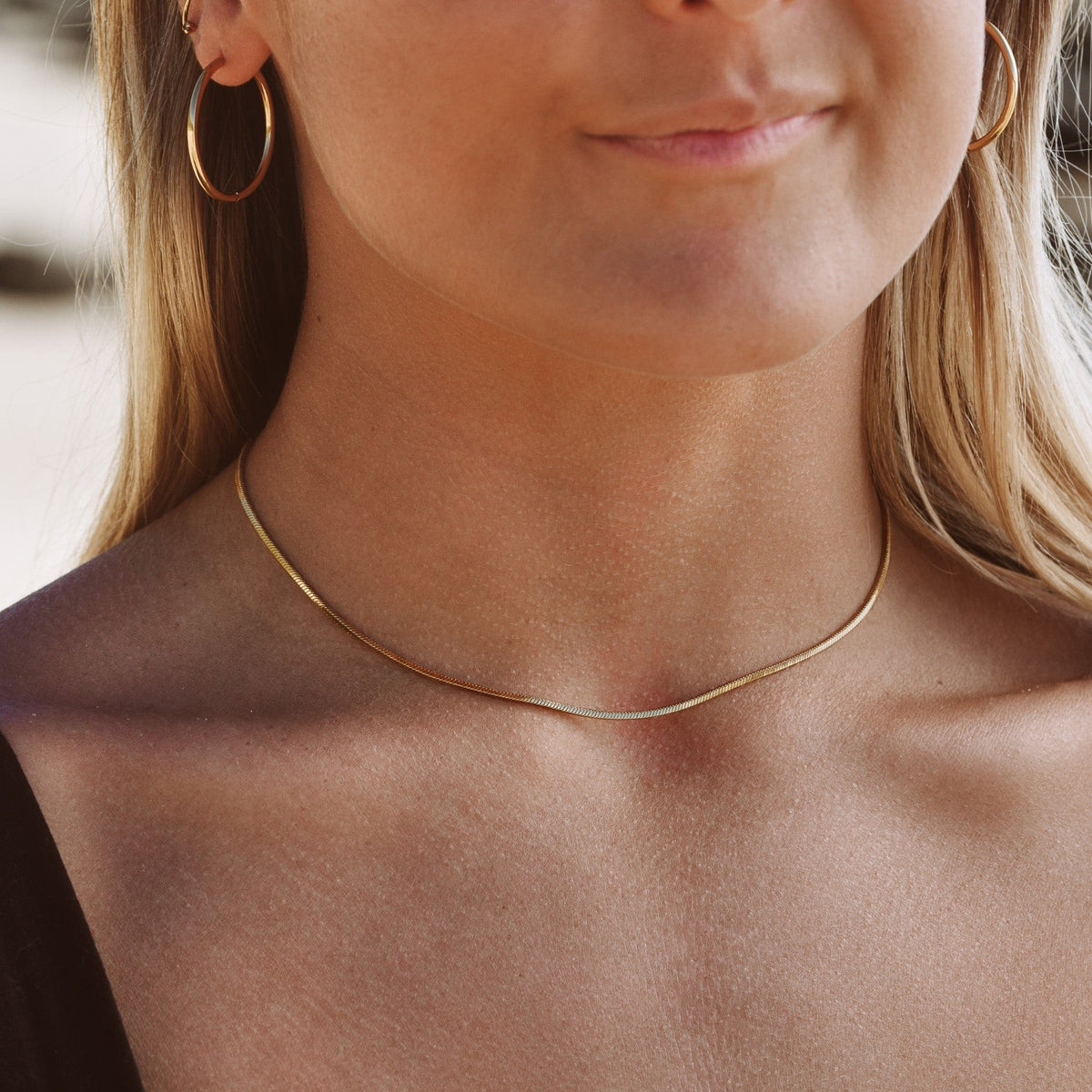 Collier Ras de Cou Maille Serpent Fine Femme Acier Inoxydable