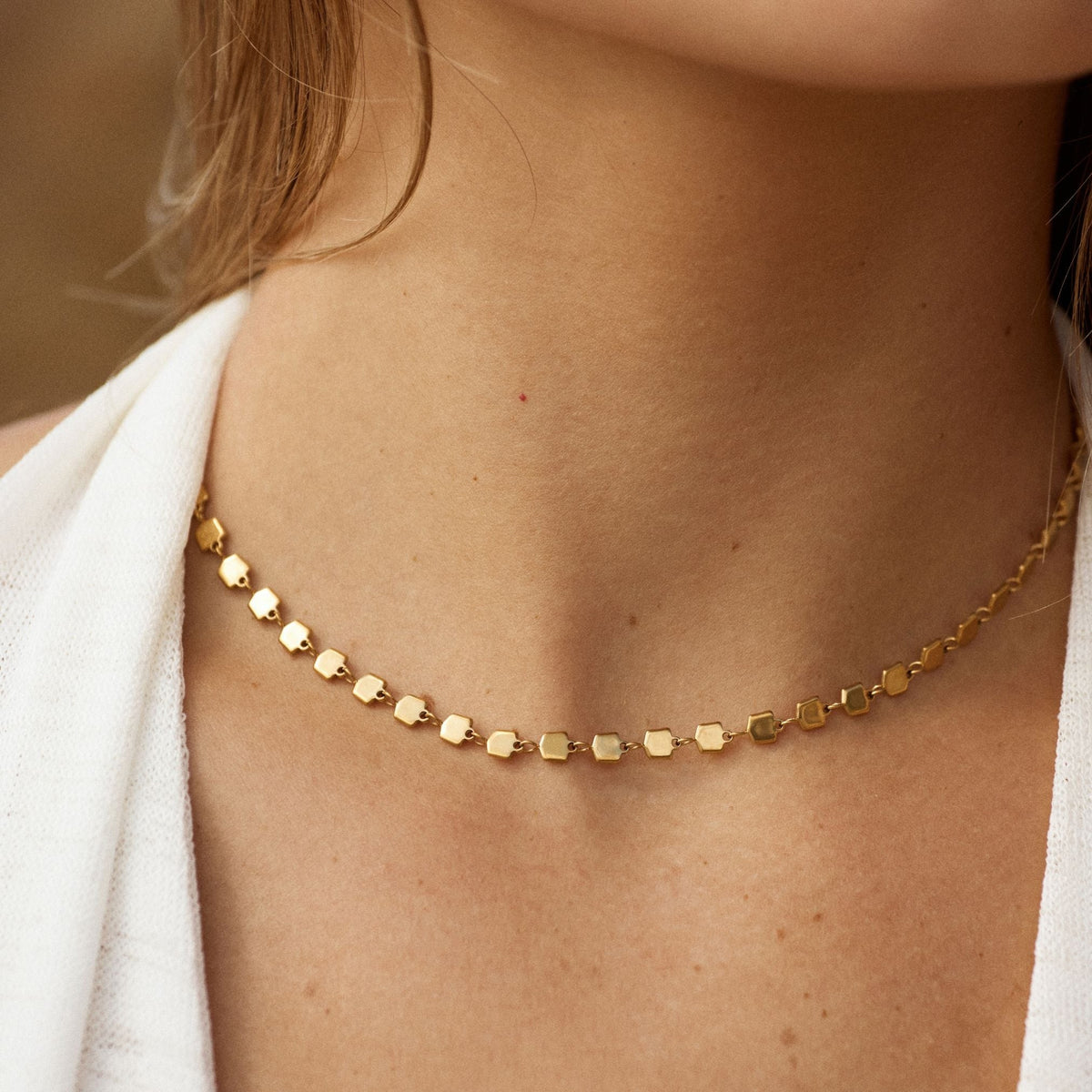 Collier Ras de Cou Maillons Pastilles Femme Acier Inoxydable