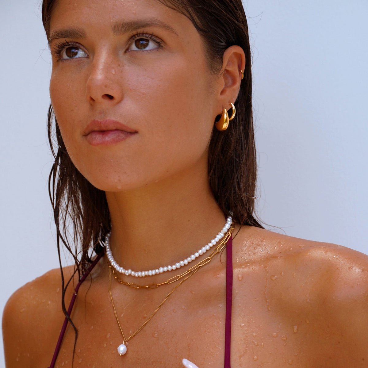 Collier Ras de Cou Mini Perles d'Eau Douce Femme Acier Inoxydable