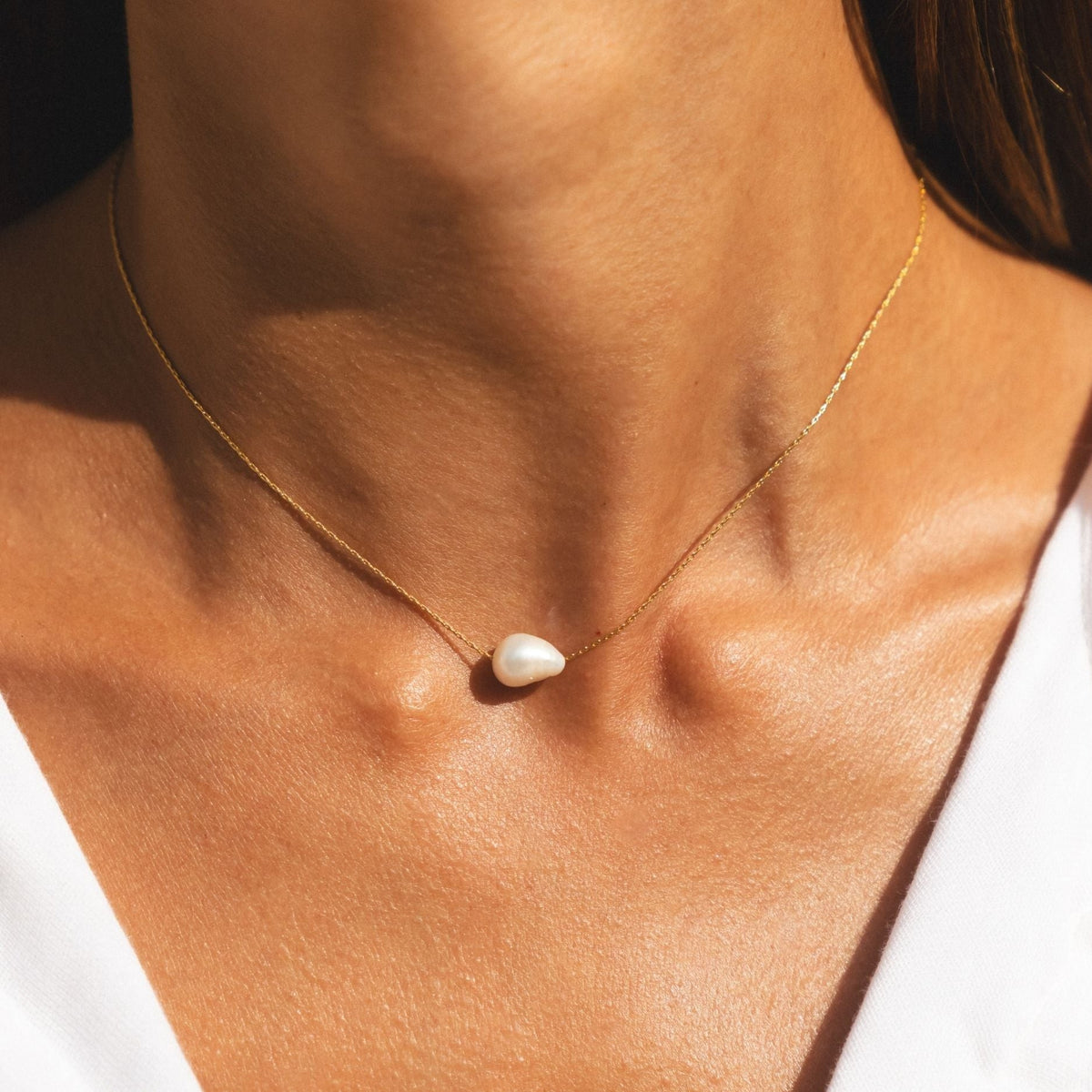 Collier Ras de Cou Perle Baroque Femme Acier Inoxydable