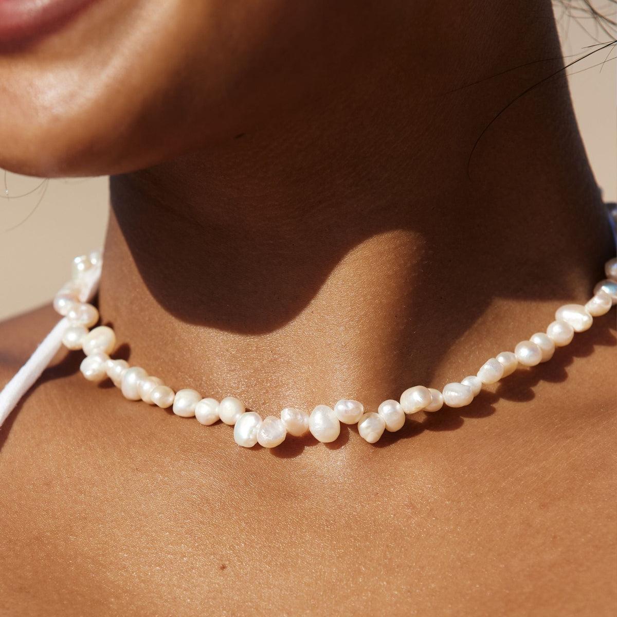Collier Ras de Cou Perles Baroques Femme Acier Inoxydable