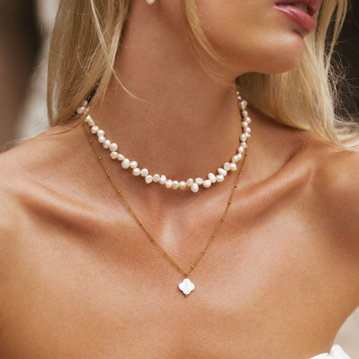 Collier Ras de Cou Perles Baroques Femme Acier Inoxydable