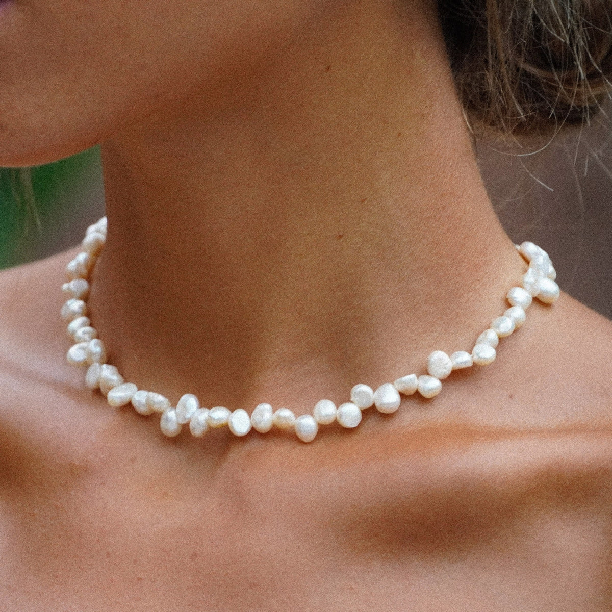 Collier Ras de Cou Perles Baroques Femme Acier Inoxydable