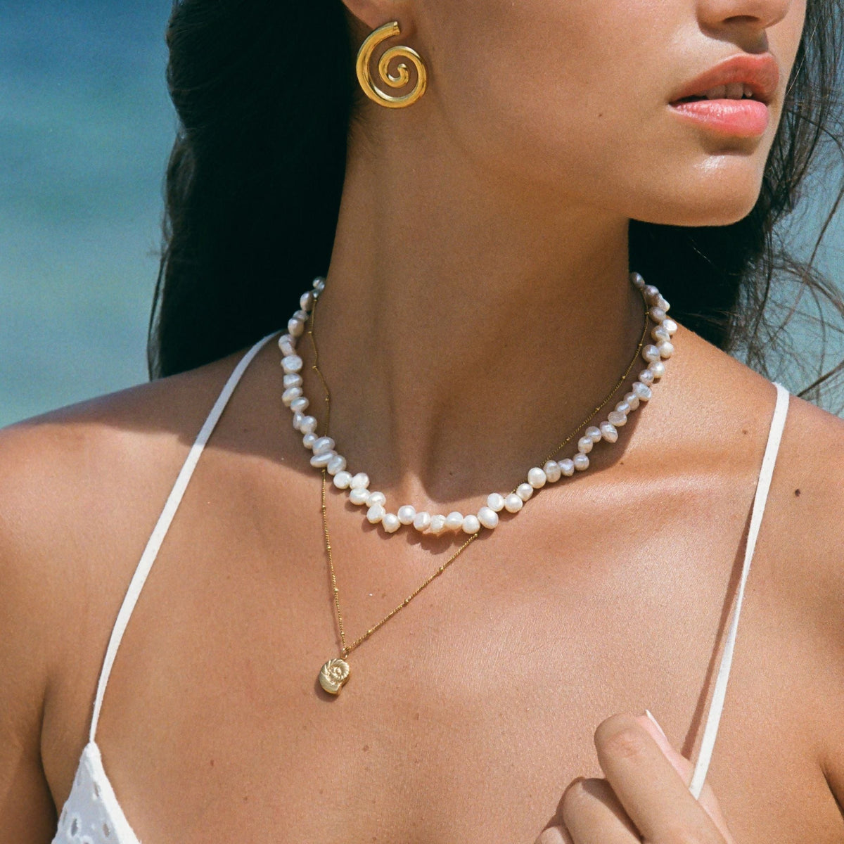 Collier Ras de Cou Perles Baroques Femme Acier Inoxydable