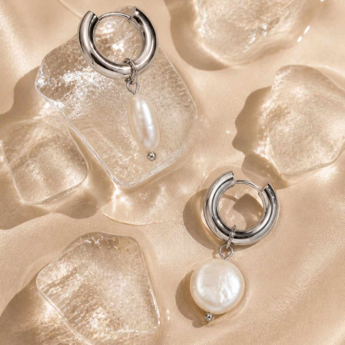 Créoles Épaisses Perle Baroque Amovible Femme Acier Inoxydable