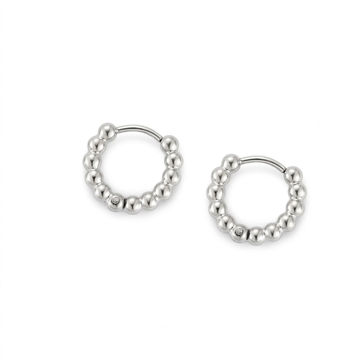 Créoles Huggie Perlées Femme Acier Inoxydable