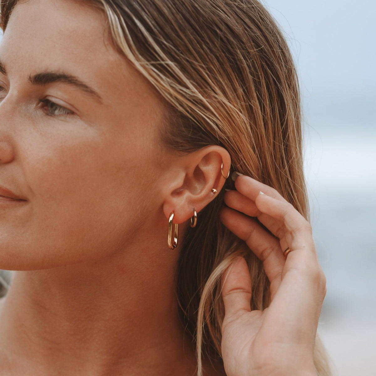 Créoles Ovales Allongées Femme Acier Inoxydable