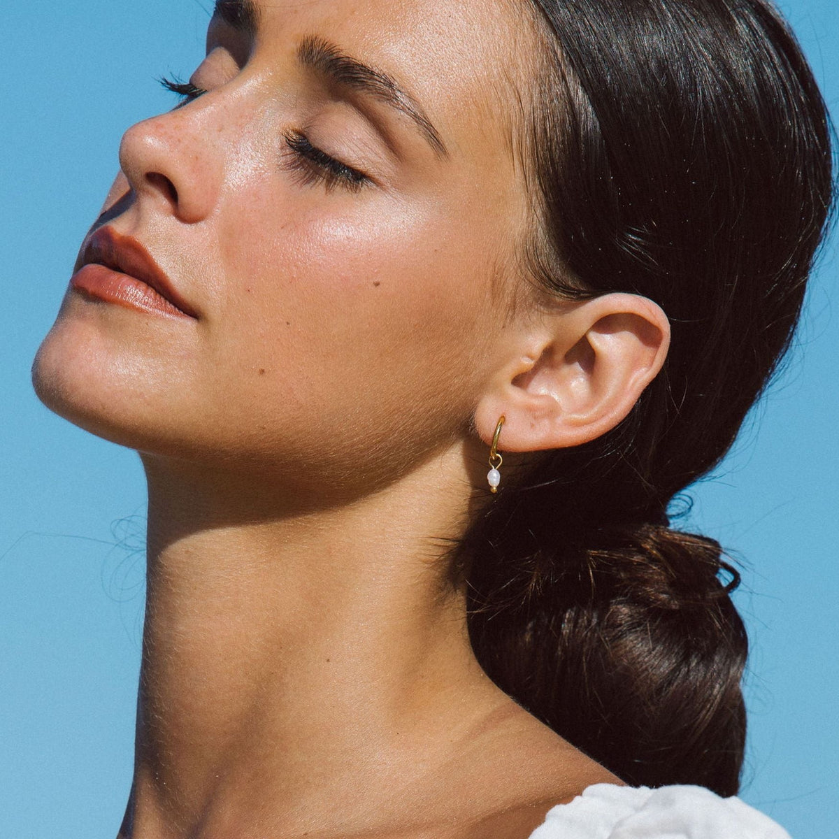 Créoles Pendant Perle d'Eau Douce Femme Acier Inoxydable