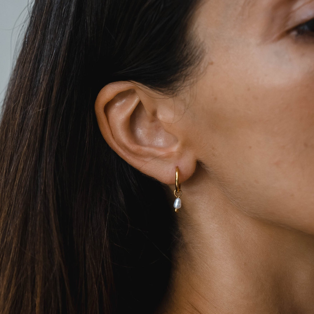 Créoles Pendant Perle d'Eau Douce Femme Acier Inoxydable