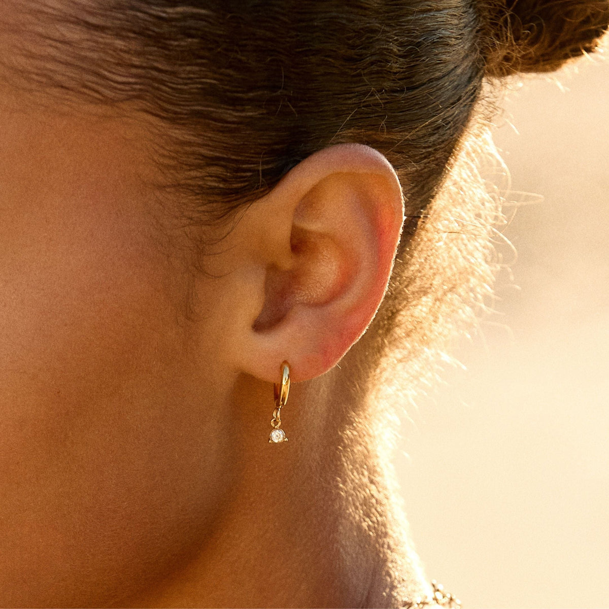 Créoles Pendant Zircon Rond Femme Acier Inoxydable