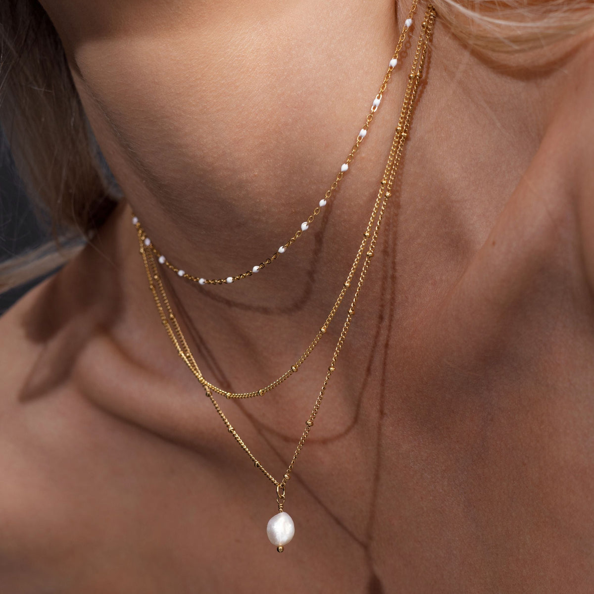 Collier Ras de Cou Double Rang Émail Femme Acier Inoxydable