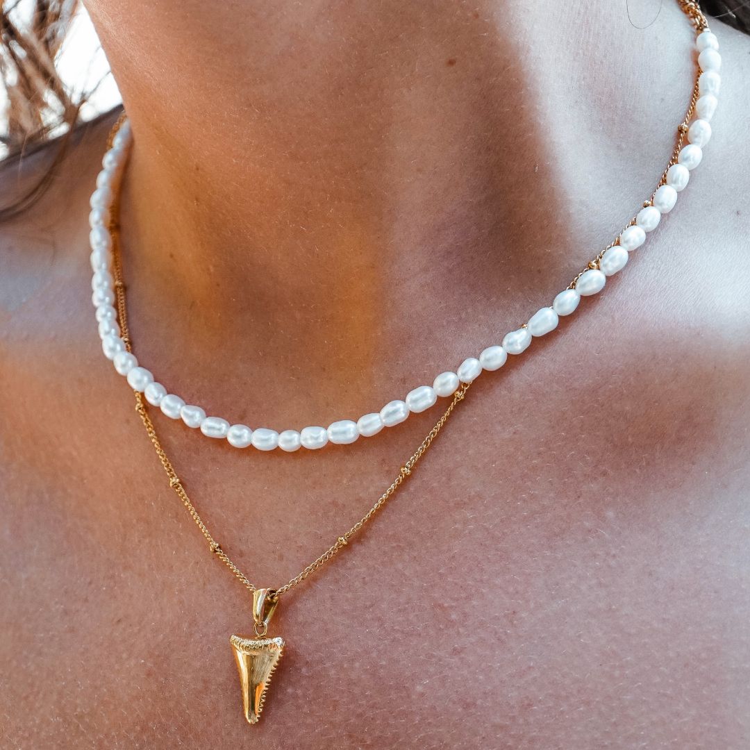 Collier Ras de Cou Perles d'Eau Douce Femme Acier Inoxydable