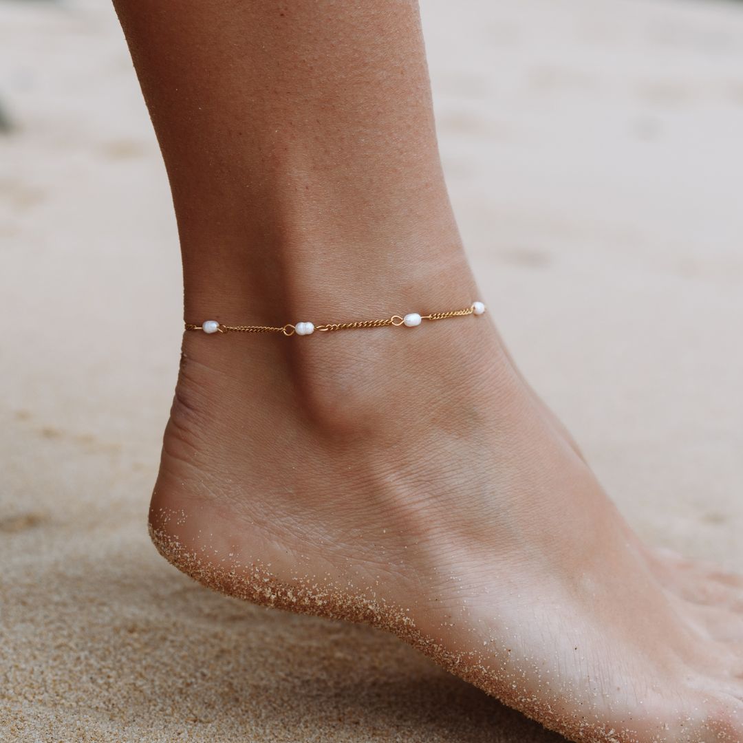 Bracelet de Cheville Perles Femme Acier Inoxydable