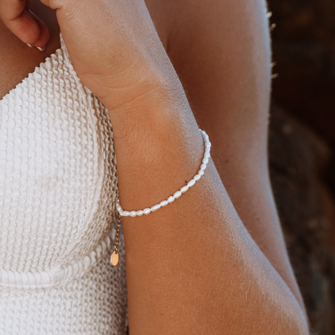 Bracelet Perles d'Eau Douce Femme Acier Inoxydable