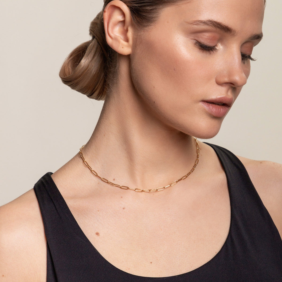 Collier Ras de Cou Maille Trombone Femme Acier Inoxydable