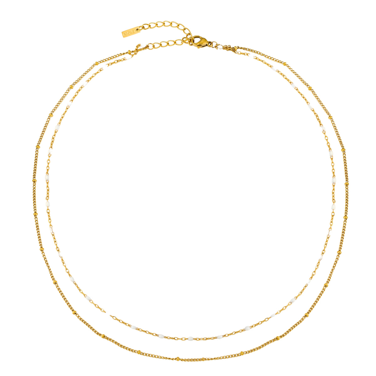 Collier Ras de Cou Double Rang Émail Femme Acier Inoxydable