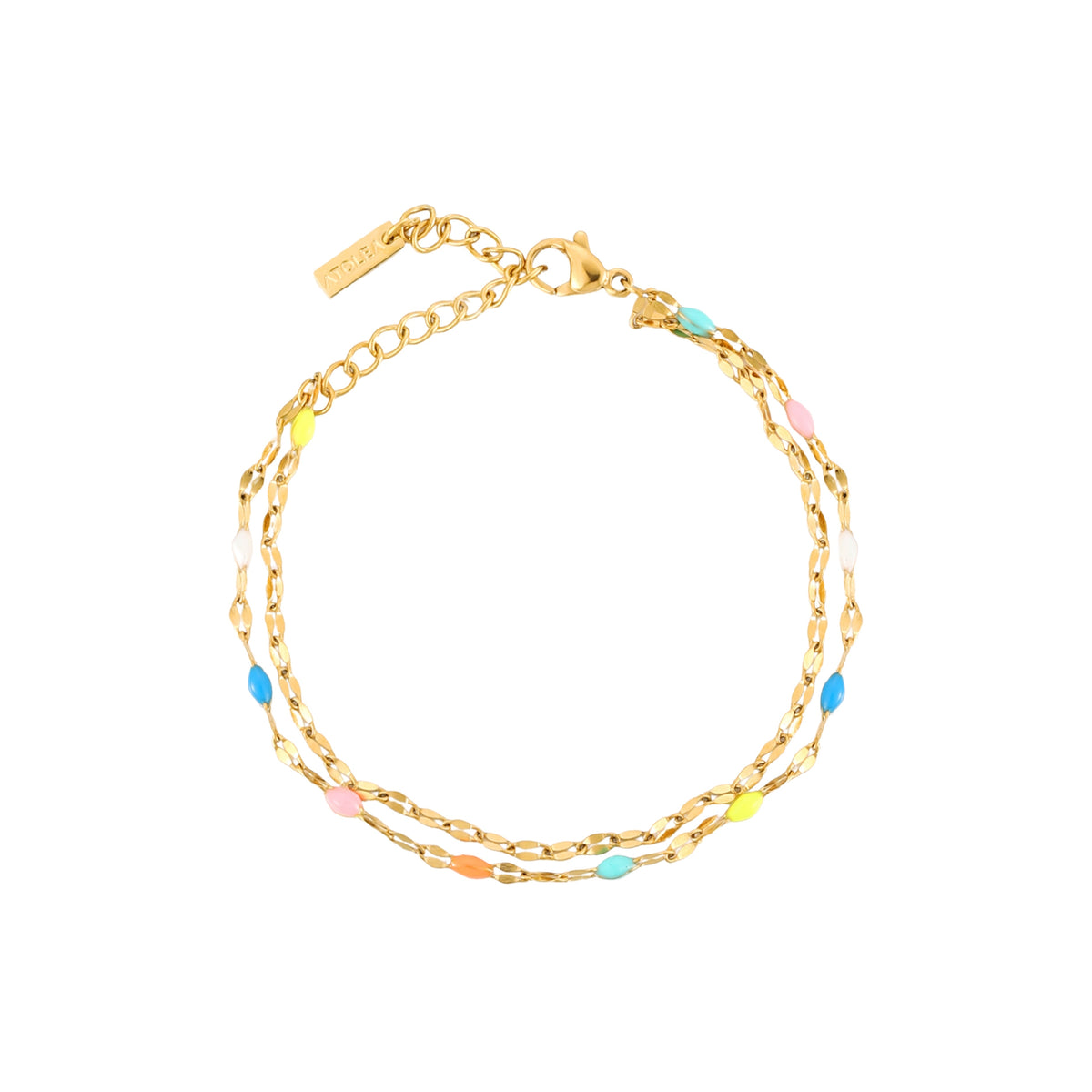 Bracelet Double Émail Multicolore Femme Acier Inoxydable