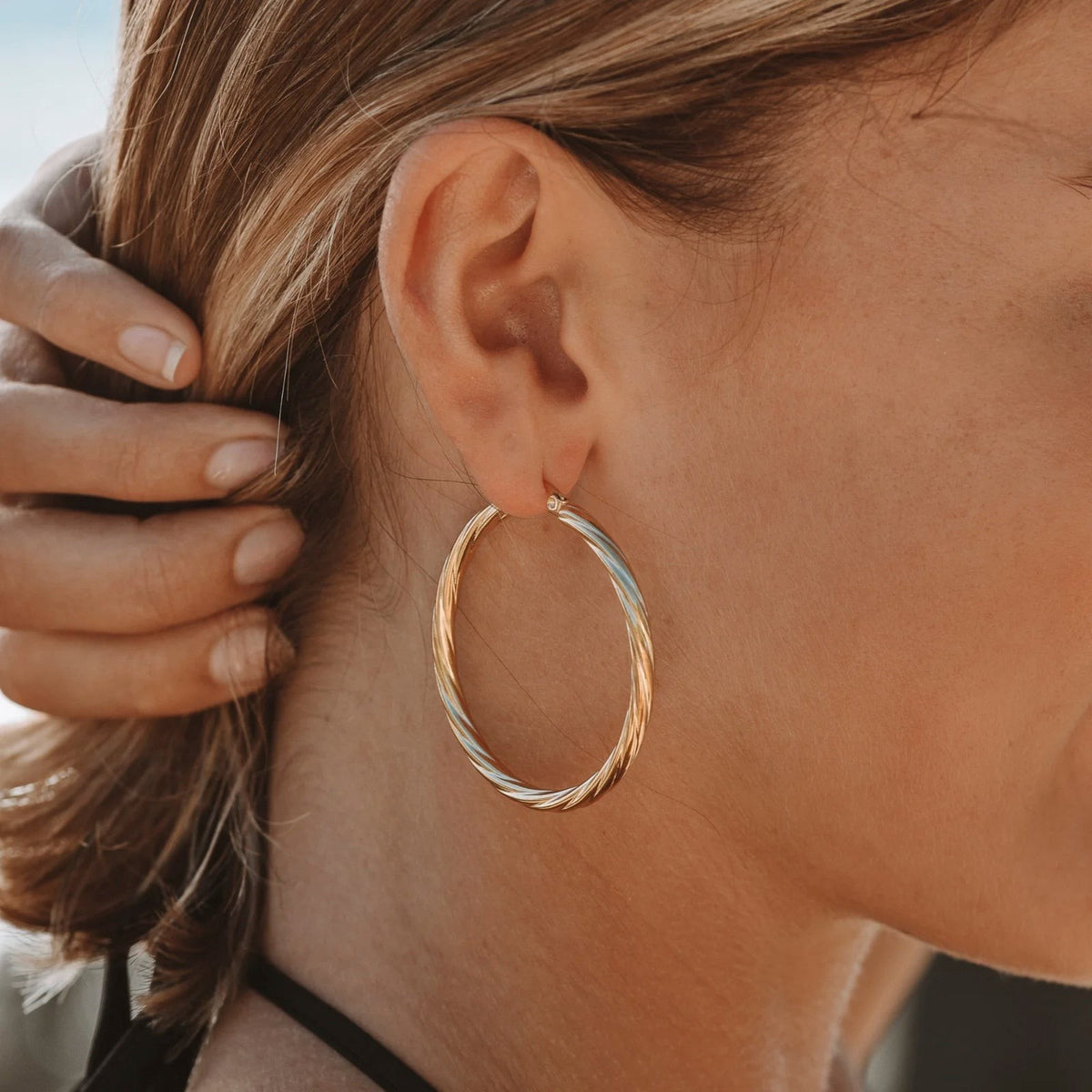 Grandes Créoles Torsadées 40 mm Femme Acier Inoxydable