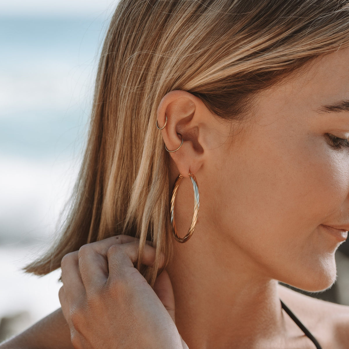 Grandes Créoles Torsadées 40 mm Femme Acier Inoxydable