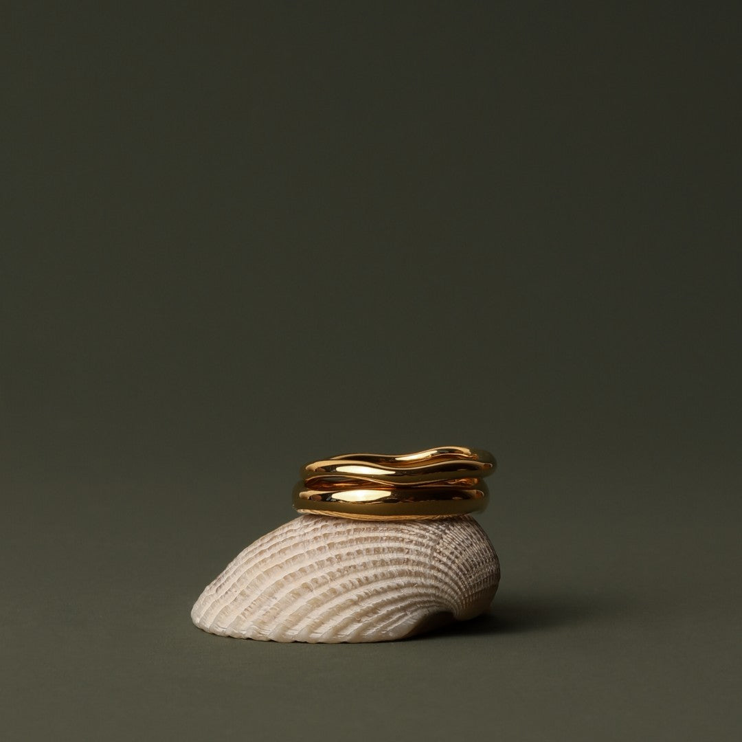 Lot de 2 Bagues Ondulées Empilables Femme Acier Inoxydable