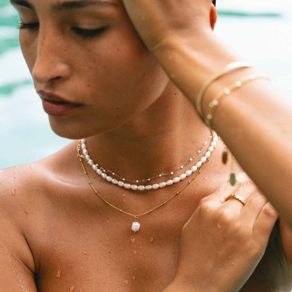 Collier Ras de Cou Perles d'Eau Douce Femme Acier Inoxydable